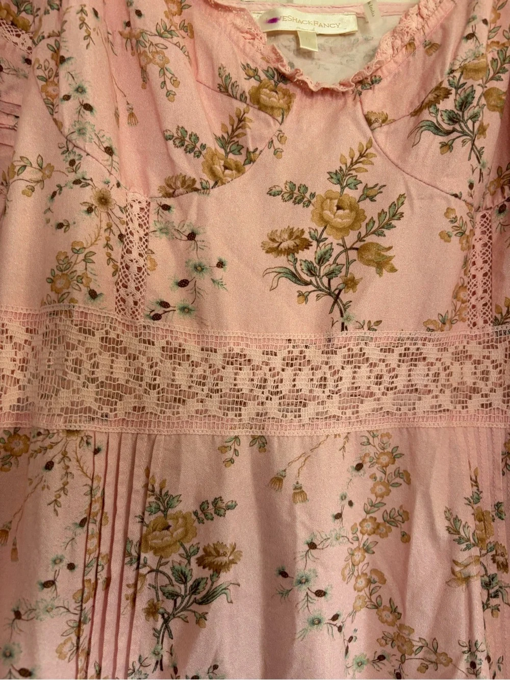 LoveShackFancy Pink Floral Maxi Dress with Puff Sleeves - Picture 5 of 7